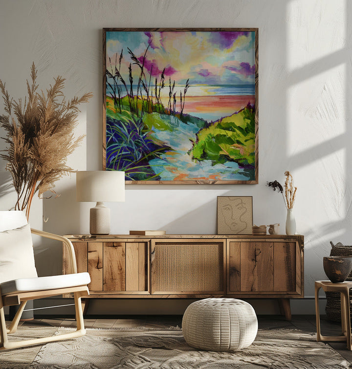 Path To the Ocean - Square Stretched Canvas, Poster or Fine Art Print I Heart Wall Art