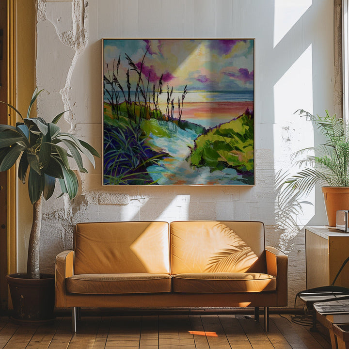 Path To the Ocean - Square Stretched Canvas, Poster or Fine Art Print I Heart Wall Art