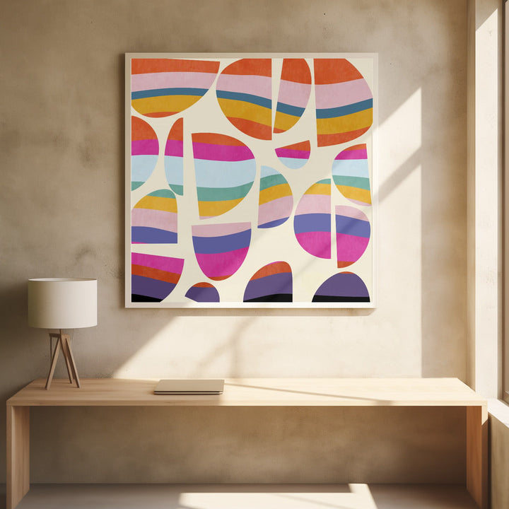 Pattern3 Mid Bunt 5 Kopie - Square Stretched Canvas, Poster or Fine Art Print I Heart Wall Art