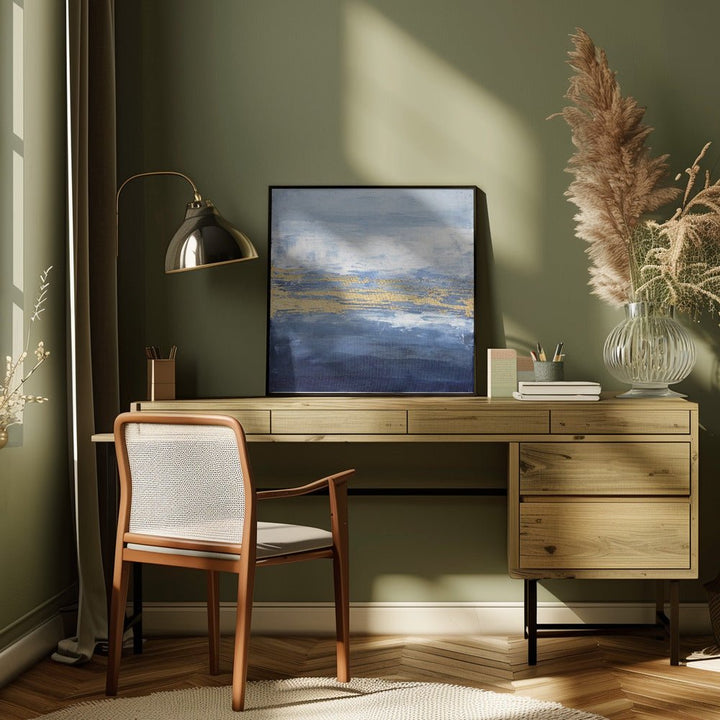 Peaceful Golden Horizon - Square Stretched Canvas, Poster or Fine Art Print - I Heart Wall Art - Poster Print, Canvas Print or Framed Art Print
