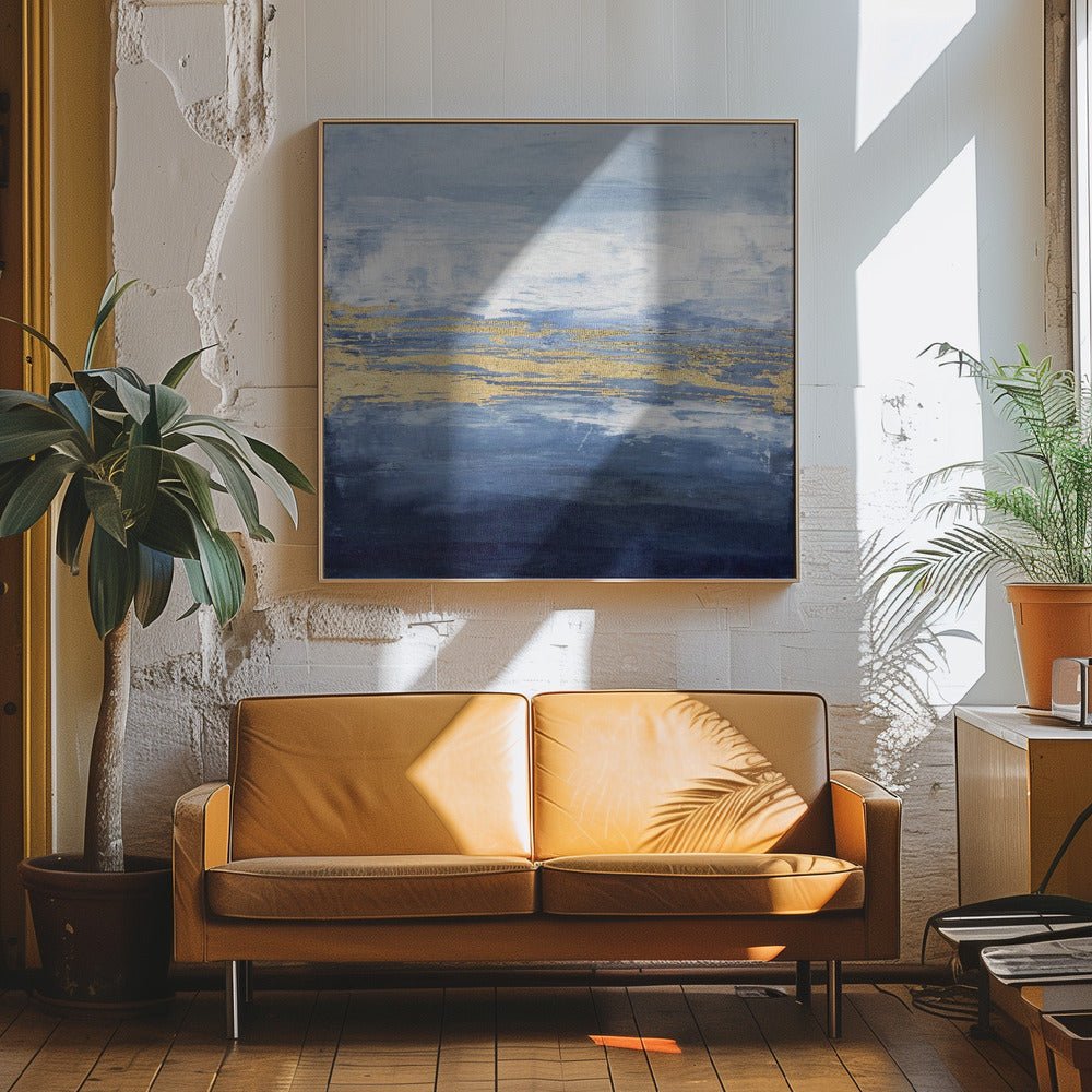 Peaceful Golden Horizon - Square Stretched Canvas, Poster or Fine Art Print - I Heart Wall Art - Poster Print, Canvas Print or Framed Art Print