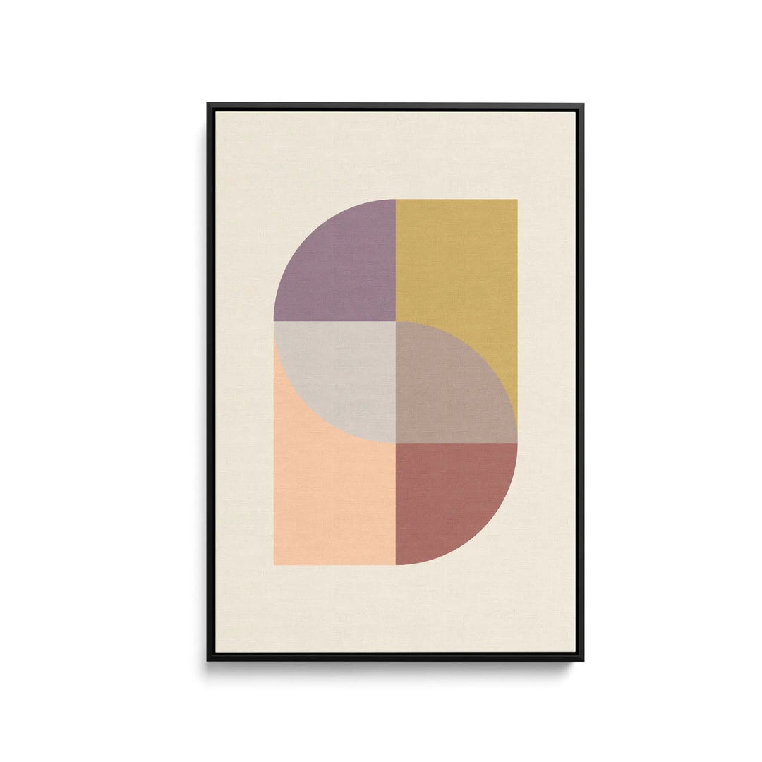 Peach 31 geometric stretched canvas print with modern abstract art in mauve mustard yellow blush pink and terracotta tones