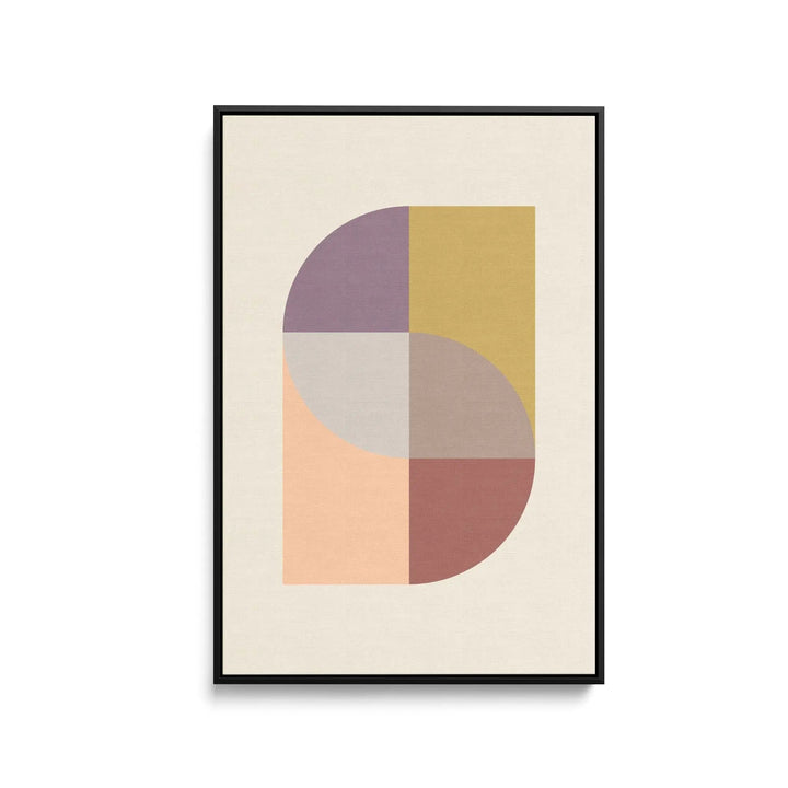 Peach 31 geometric stretched canvas print with modern abstract art in mauve mustard yellow blush pink and terracotta tones