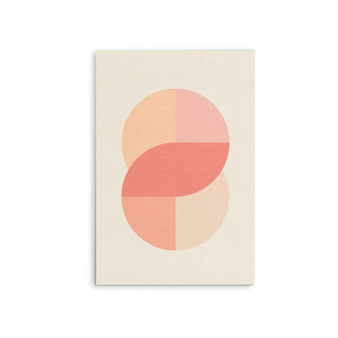 Peach 42 pastel geometric stretched canvas print featuring overlapping peach and coral circles on a cream background