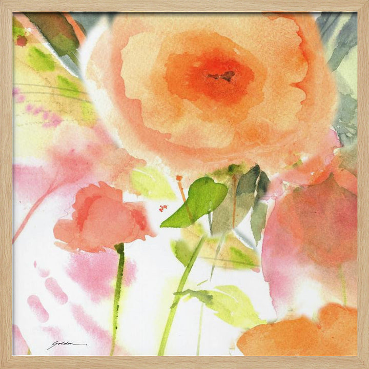 Peach Fusion Watercolor - Square Stretched Canvas, Poster or Fine Art Print I Heart Wall Art
