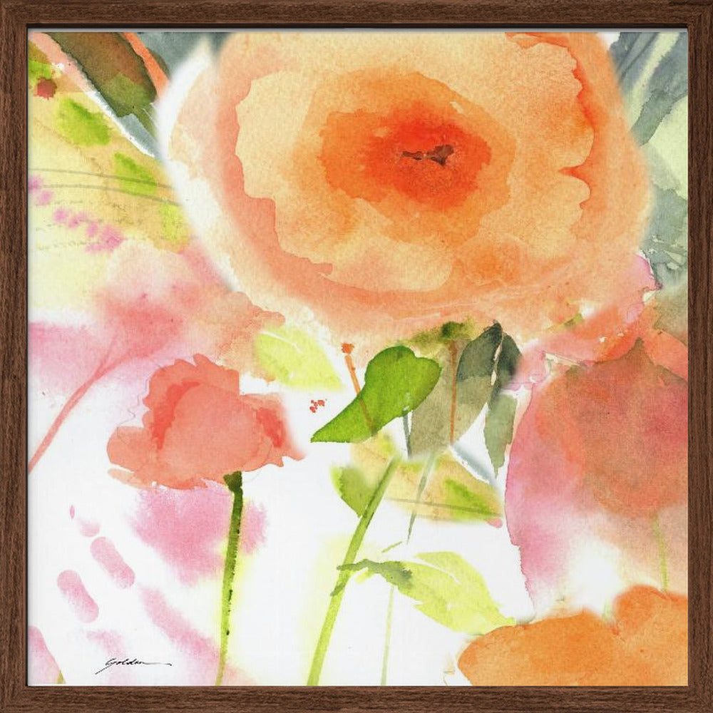 Peach Fusion Watercolor - Square Stretched Canvas, Poster or Fine Art Print I Heart Wall Art