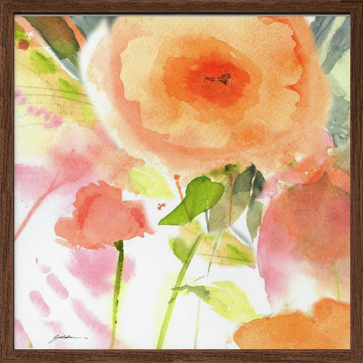 Peach Fusion Watercolor - Square Stretched Canvas, Poster or Fine Art Print I Heart Wall Art