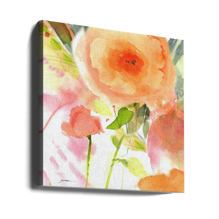 Peach Fusion Watercolor - Square Stretched Canvas, Poster or Fine Art Print I Heart Wall Art