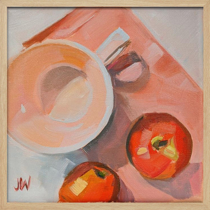 Peach Tea Cup - Square Stretched Canvas, Poster or Fine Art Print I Heart Wall Art