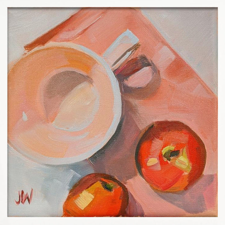 Peach Tea Cup - Square Stretched Canvas, Poster or Fine Art Print I Heart Wall Art