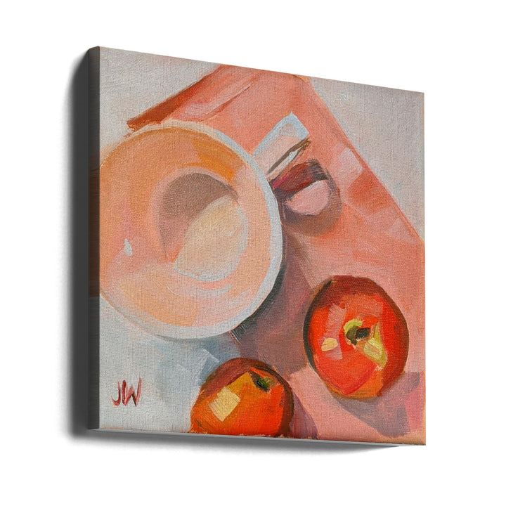 Peach Tea Cup - Square Stretched Canvas, Poster or Fine Art Print I Heart Wall Art
