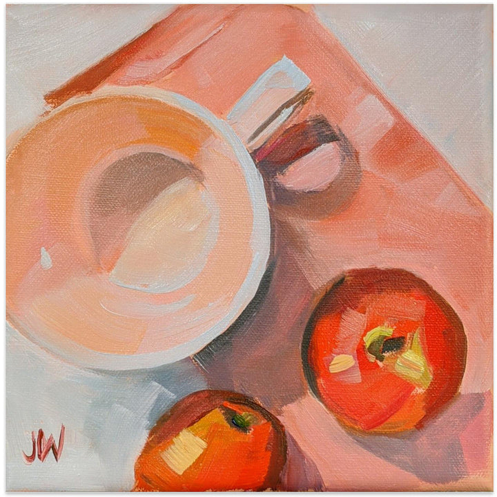 Peach Tea Cup - Square Stretched Canvas, Poster or Fine Art Print I Heart Wall Art
