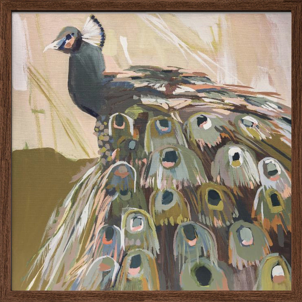 Peacock Olive - Square Stretched Canvas, Poster or Fine Art Print I Heart Wall Art