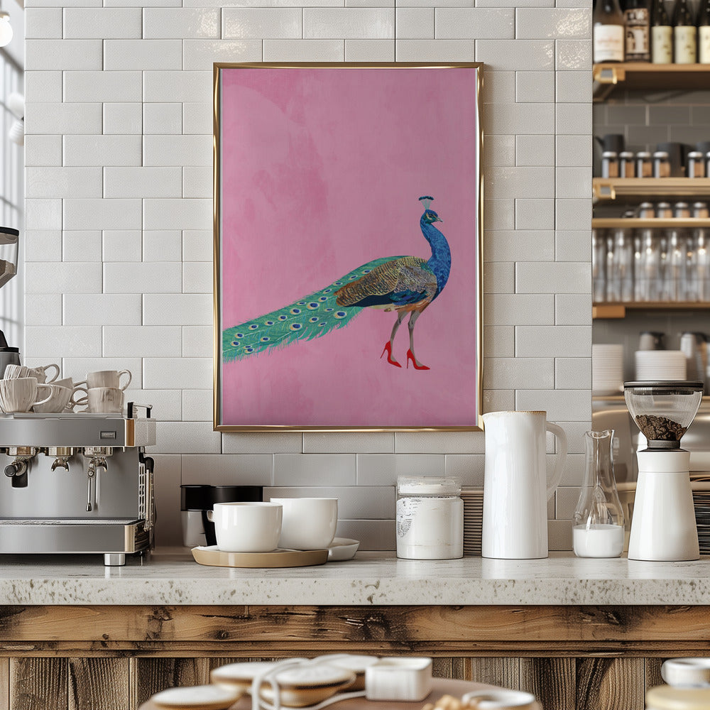 Peacock wearing heels - Stretched Canvas, Poster or Fine Art Print I Heart Wall Art