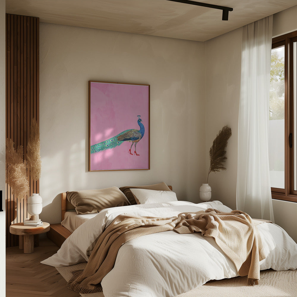 Peacock wearing heels - Stretched Canvas, Poster or Fine Art Print I Heart Wall Art