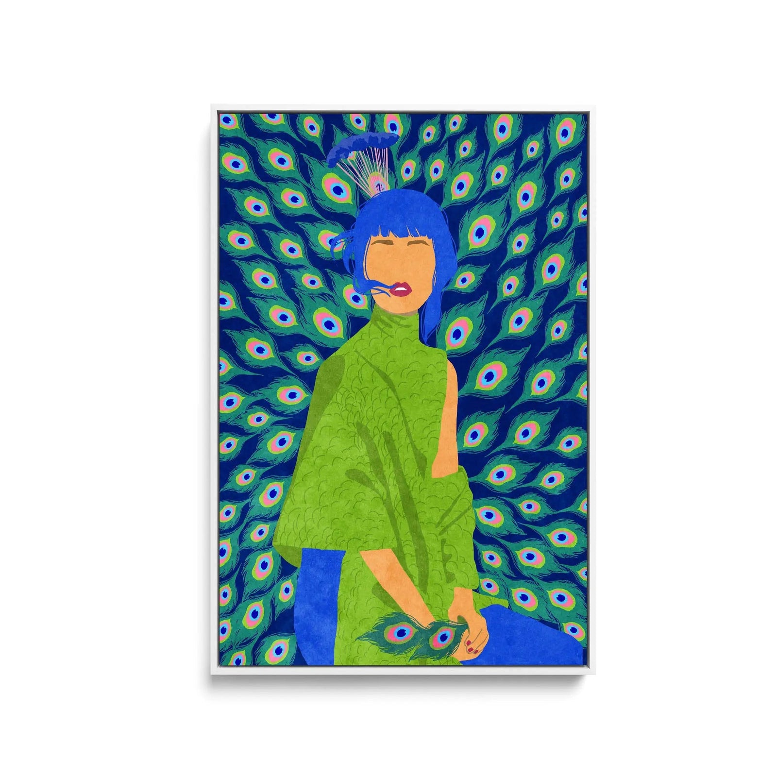 Peacock Woman by Raissa Oltmanns - Stretched Canvas Print or Framed Fine Art Print - Artwork I Heart Wall Art Australia 