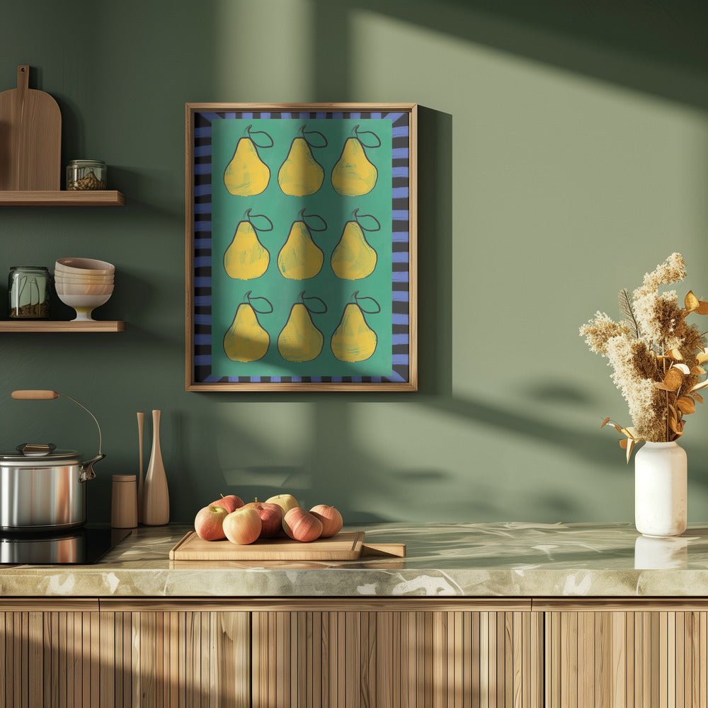 Pear Grid Harmony - Stretched Canvas, Poster or Fine Art Print - I Heart Wall Art - Poster Print, Canvas Print or Framed Art Print