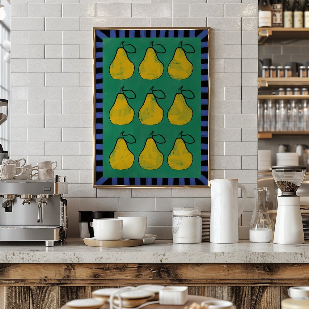 Pear Grid Harmony - Stretched Canvas, Poster or Fine Art Print - I Heart Wall Art - Poster Print, Canvas Print or Framed Art Print