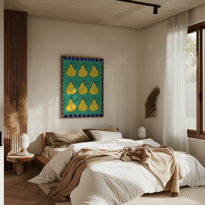 Pear Grid Harmony - Stretched Canvas, Poster or Fine Art Print - I Heart Wall Art - Poster Print, Canvas Print or Framed Art Print