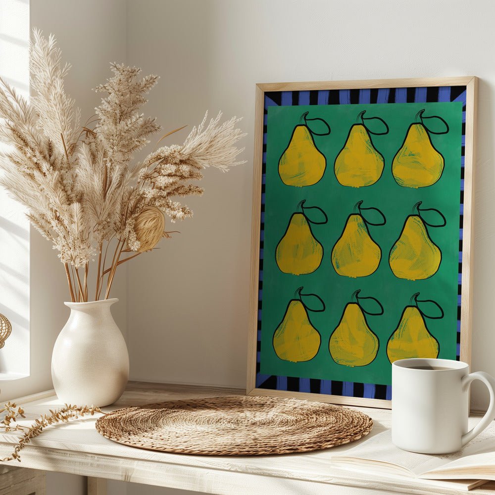 Pear Grid Harmony - Stretched Canvas, Poster or Fine Art Print - I Heart Wall Art - Poster Print, Canvas Print or Framed Art Print