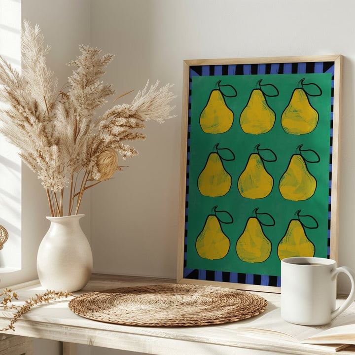 Pear Grid Harmony - Stretched Canvas, Poster or Fine Art Print - I Heart Wall Art - Poster Print, Canvas Print or Framed Art Print