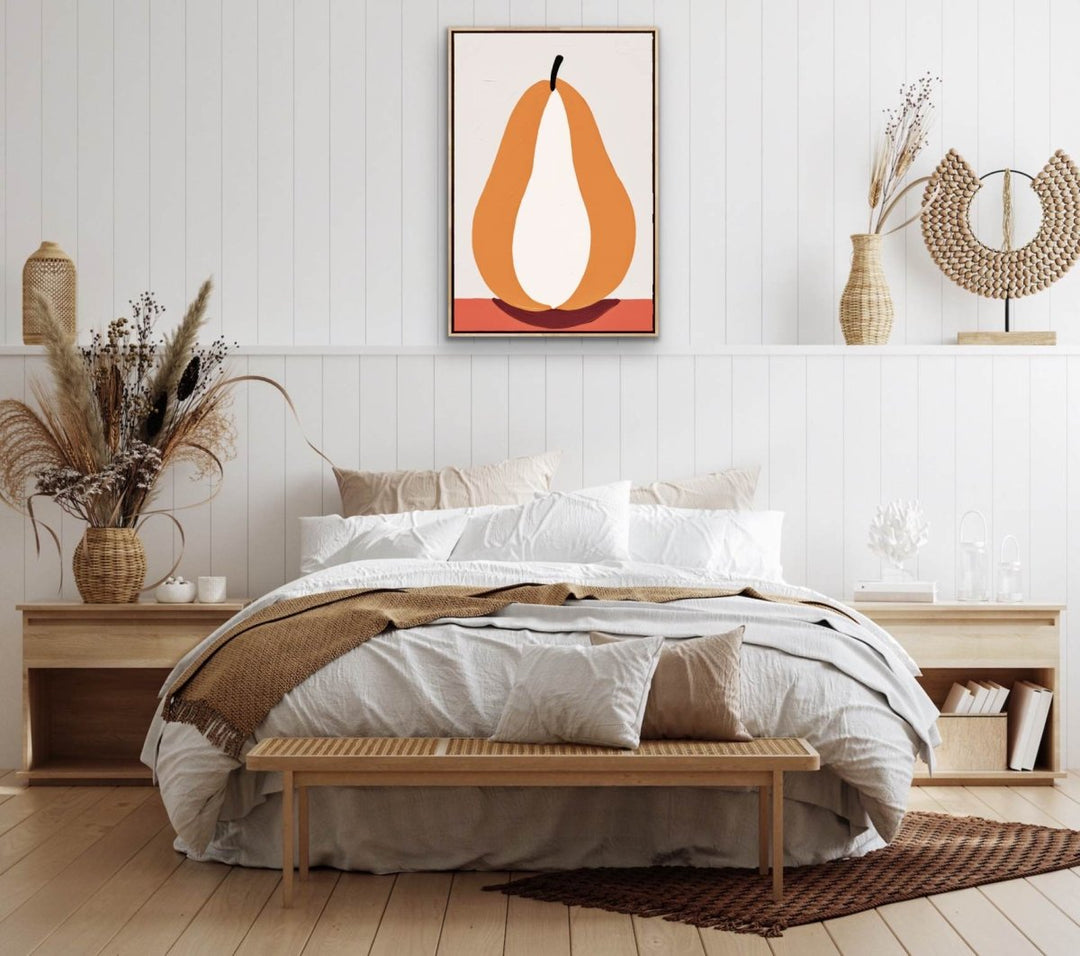 Pear Study 2 - Contemporary Still Life Fruit Stretched Canvas, Poster or Fine Art Print - I Heart Wall Art - Poster Print, Canvas Print or Framed Art Print