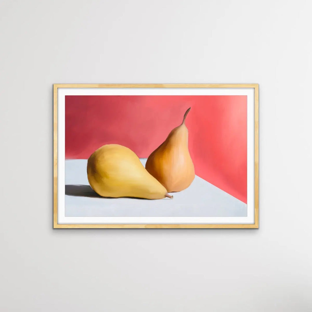 Pears On Red - Colourful Still Life of Pears against a Red Background - Canvas or Art Print - I Heart Wall Art