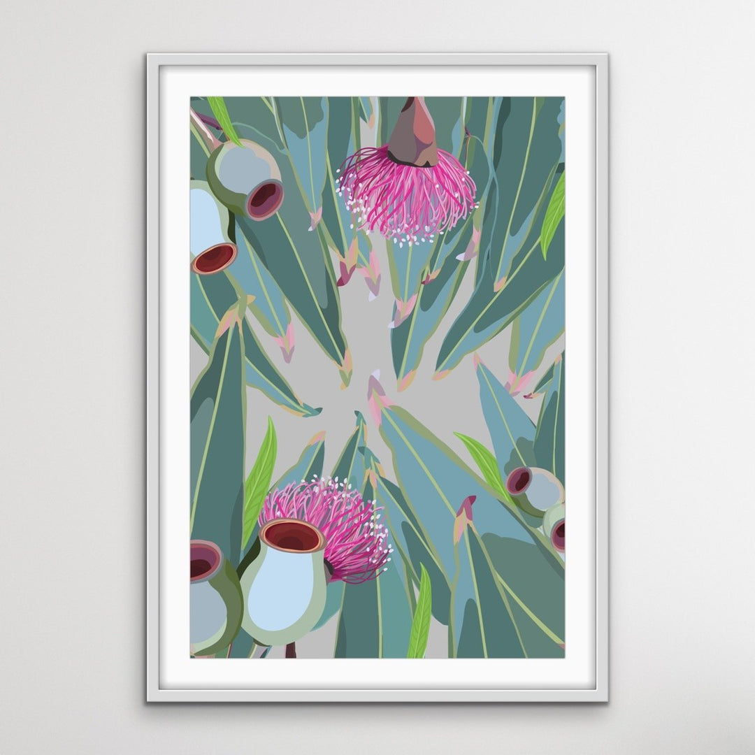 Peek Eucalyptus - Green and Grey Australian Nature Gum Leaf Blossom Print on Canvas or Paper - Nature Wall Art - I Heart Wall Art