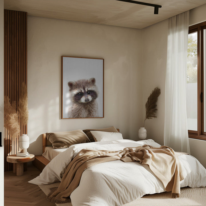 Peekaboo Raccoon - Stretched Canvas, Poster or Fine Art Print I Heart Wall Art