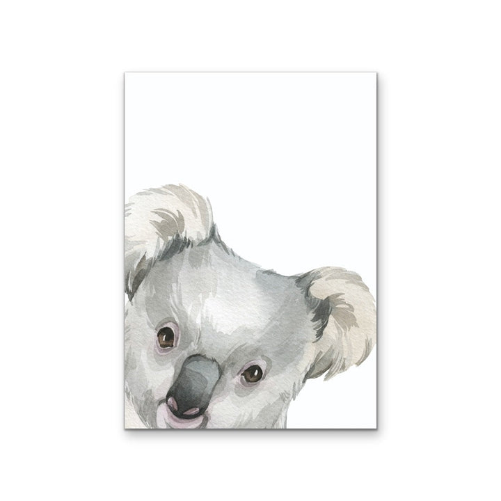 Peeking Koala Nursery Sketch - Australian Native Animal Stretched Canvas or Wall Art Print - I Heart Wall Art - Poster Print, Canvas Print or Framed Art Print