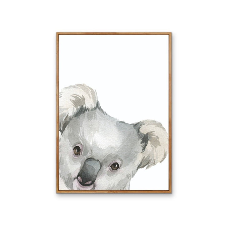 Peeking Koala Nursery Sketch - Australian Native Animal Stretched Canvas or Wall Art Print - I Heart Wall Art - Poster Print, Canvas Print or Framed Art Print
