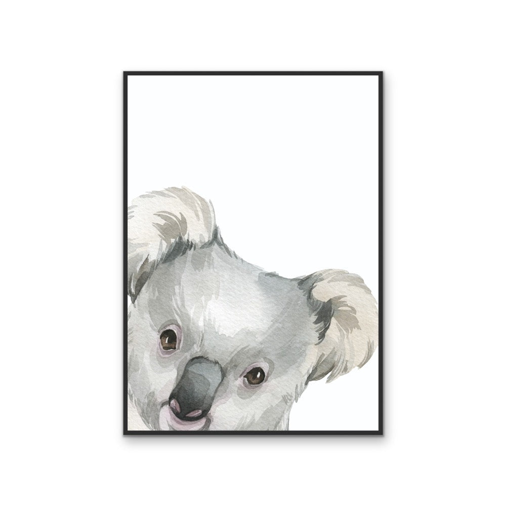 Peeking Koala Nursery Sketch - Australian Native Animal Stretched Canvas or Wall Art Print - I Heart Wall Art - Poster Print, Canvas Print or Framed Art Print