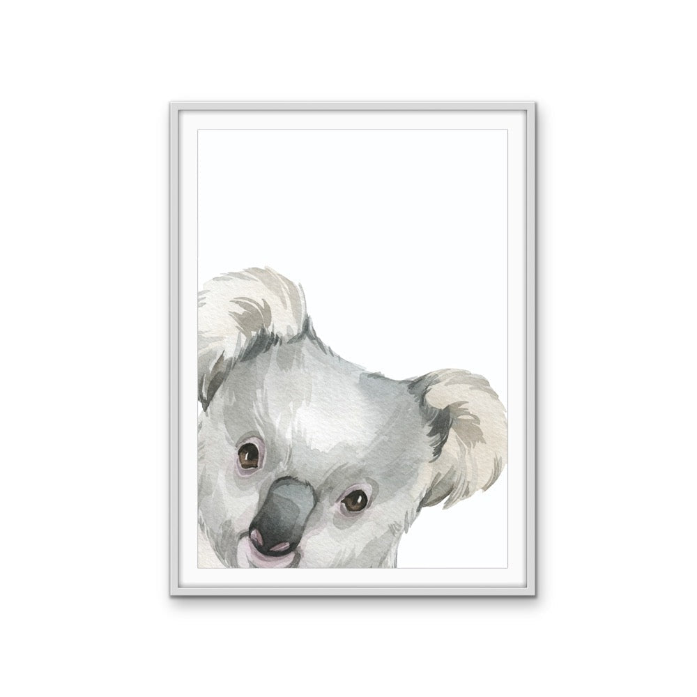 Peeking Koala Nursery Sketch - Australian Native Animal Stretched Canvas or Wall Art Print - I Heart Wall Art - Poster Print, Canvas Print or Framed Art Print