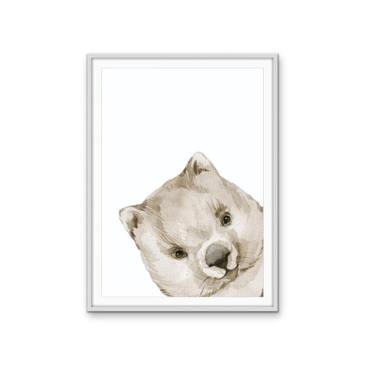 Peeking Wombat Nursery Sketch - Australian Native Animal Stretched Canvas or Wall Art Print - I Heart Wall Art - Poster Print, Canvas Print or Framed Art Print