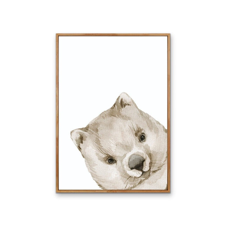 Peeking Wombat Nursery Sketch - Australian Native Animal Stretched Canvas or Wall Art Print - I Heart Wall Art - Poster Print, Canvas Print or Framed Art Print