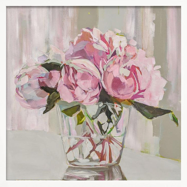 Peonies - Square Stretched Canvas, Poster or Fine Art Print I Heart Wall Art