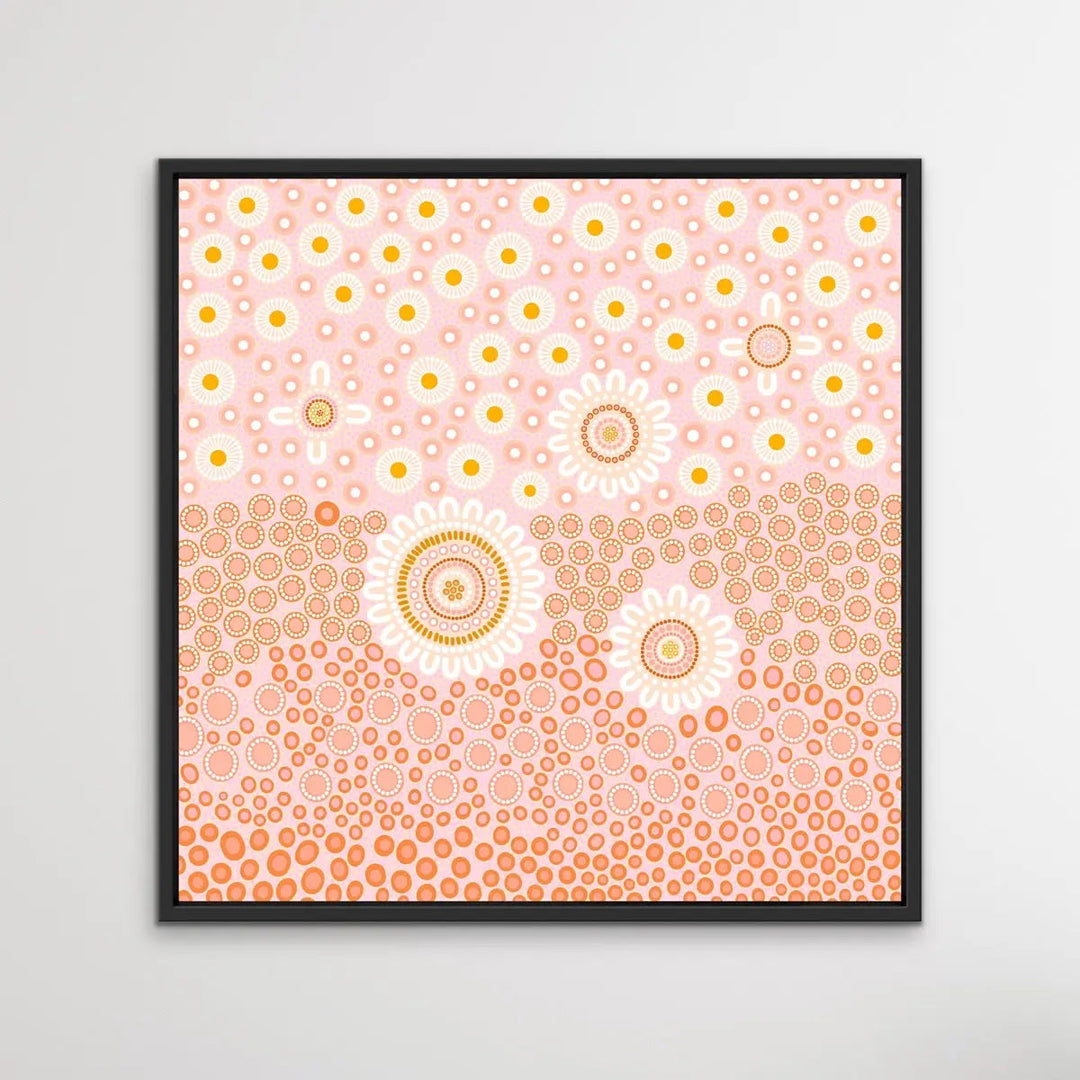 People Among The Wildflowers-Square- Aboriginal Art Print By Sherri Cummins I Heart Wall Art Australia 