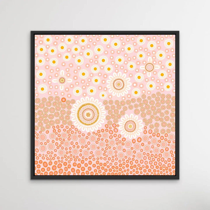 People Among The Wildflowers-Square- Aboriginal Art Print By Sherri Cummins I Heart Wall Art Australia 