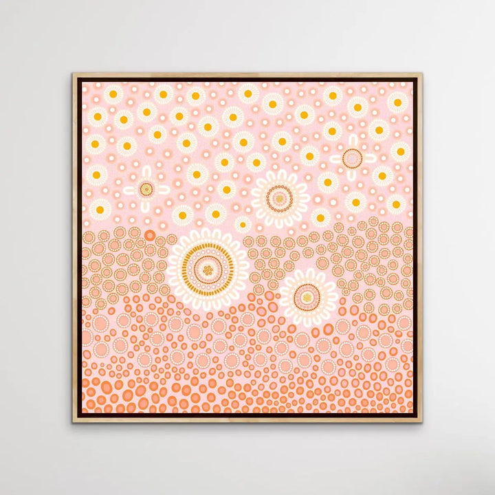 People Among The Wildflowers-Square- Aboriginal Art Print By Sherri Cummins I Heart Wall Art Australia 