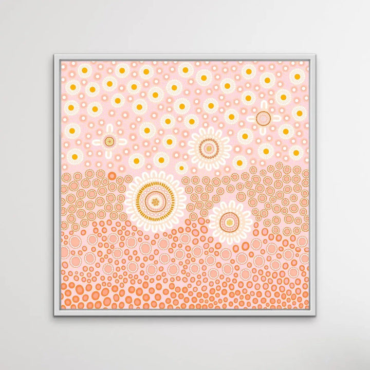 People Among The Wildflowers-Square- Aboriginal Art Print By Sherri Cummins I Heart Wall Art Australia 