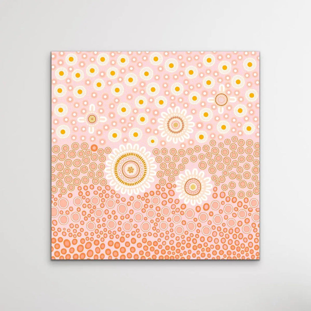 People Among The Wildflowers-Square- Aboriginal Art Print By Sherri Cummins I Heart Wall Art Australia 
