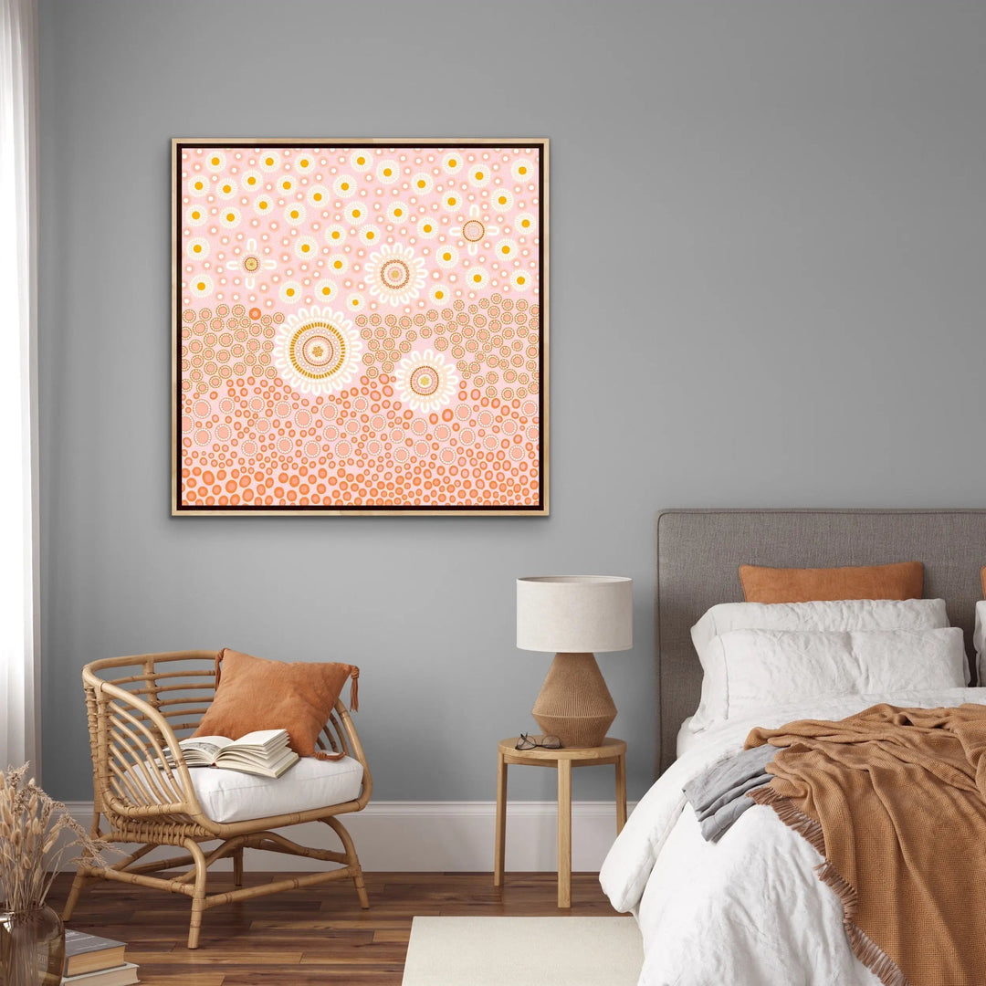 People Among The Wildflowers-Square- Aboriginal Art Print By Sherri Cummins I Heart Wall Art Australia 