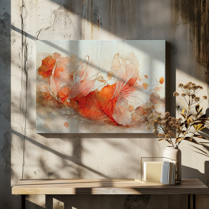Persian Red Flowers - Stretched Canvas, Poster or Fine Art Print I Heart Wall Art