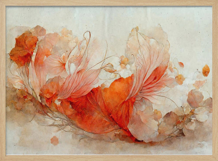 Persian Red Flowers - Stretched Canvas, Poster or Fine Art Print I Heart Wall Art