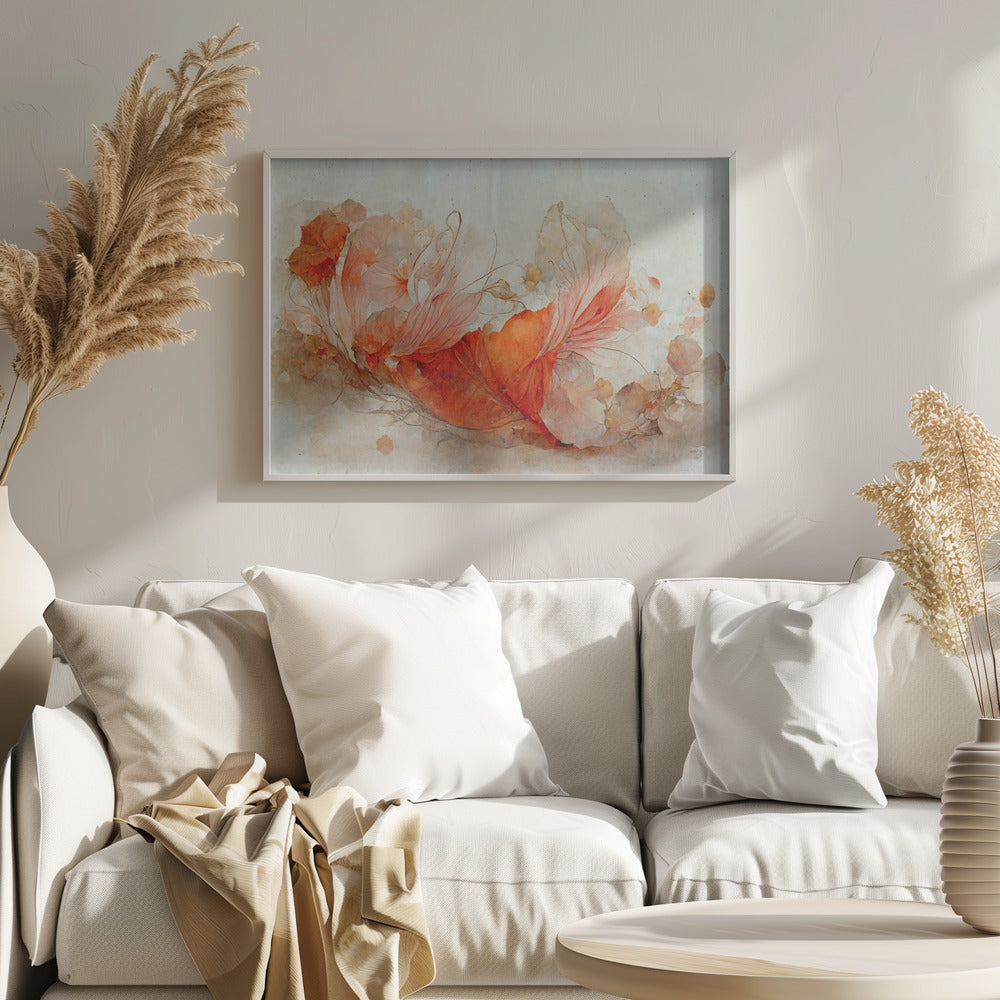 Persian Red Flowers - Stretched Canvas, Poster or Fine Art Print I Heart Wall Art