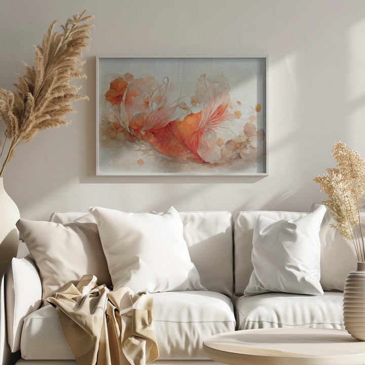 Persian Red Flowers - Stretched Canvas, Poster or Fine Art Print I Heart Wall Art