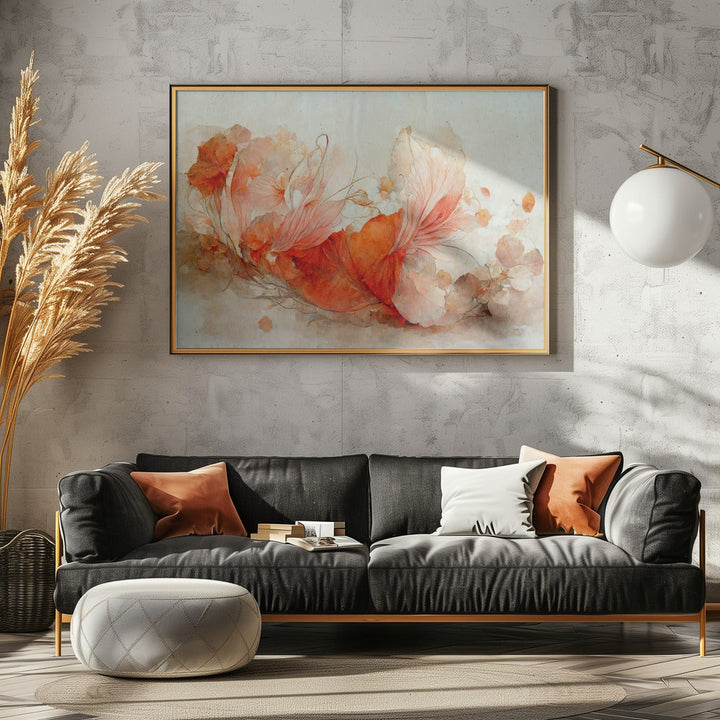 Persian Red Flowers - Stretched Canvas, Poster or Fine Art Print I Heart Wall Art
