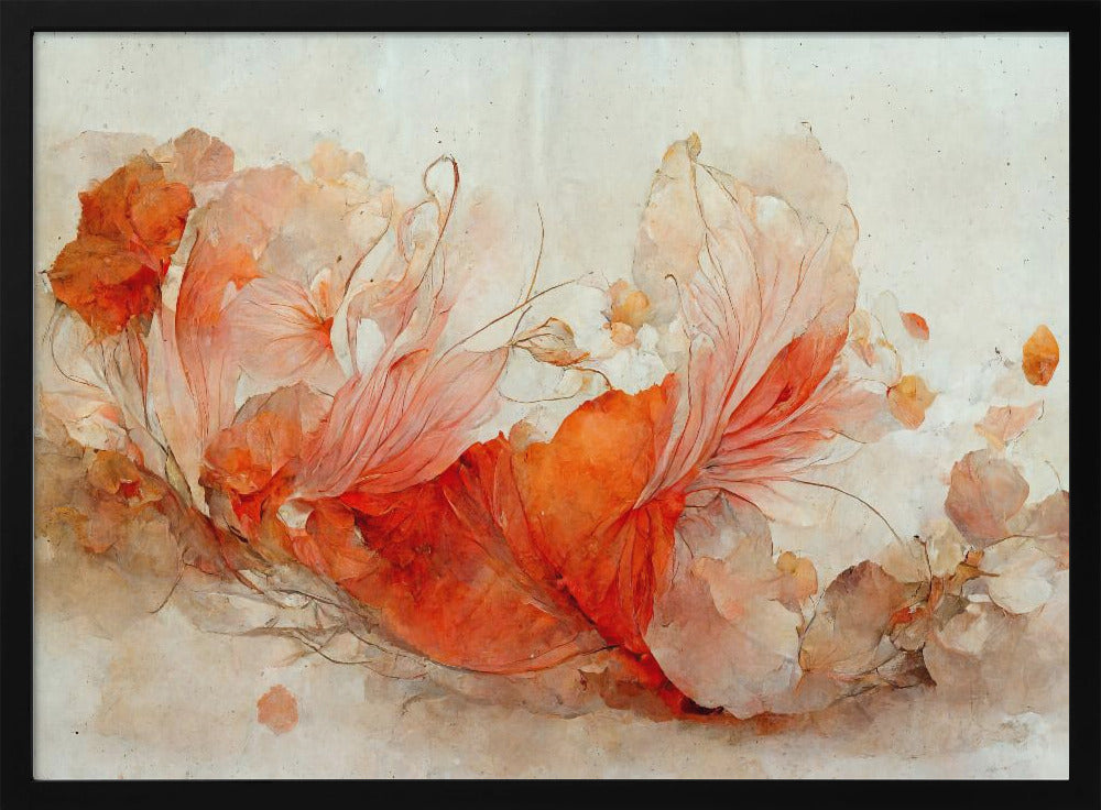 Persian Red Flowers - Stretched Canvas, Poster or Fine Art Print I Heart Wall Art