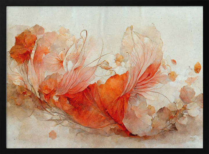 Persian Red Flowers - Stretched Canvas, Poster or Fine Art Print I Heart Wall Art