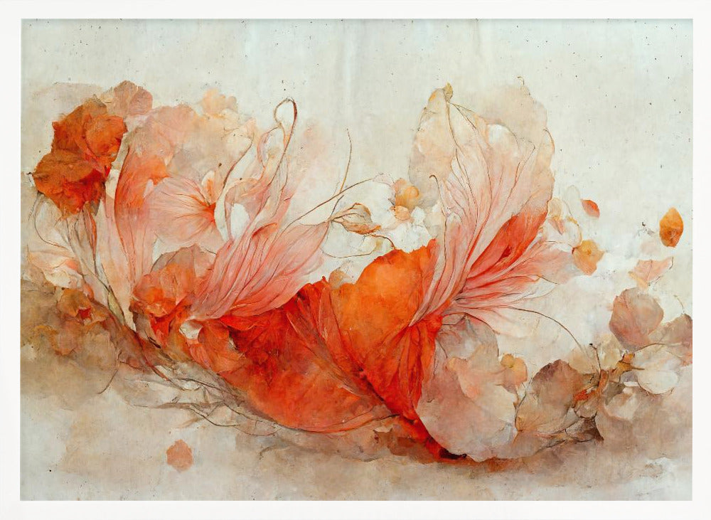 Persian Red Flowers - Stretched Canvas, Poster or Fine Art Print I Heart Wall Art